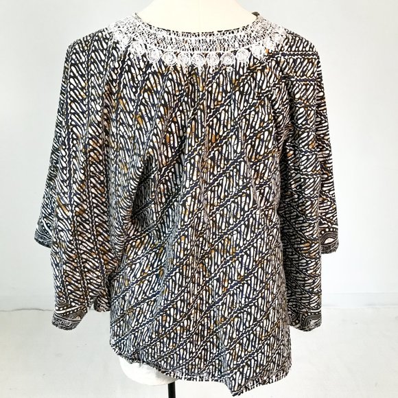 Vintage 70s OS African Print Poncho Cape Layer - Picture 5 of 8